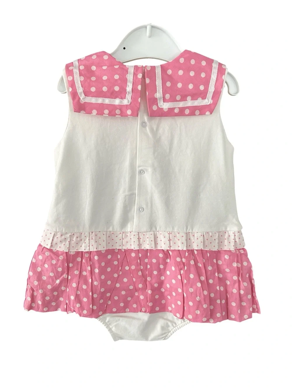 NWT Mayoral Pink Polka White Dot Little Sailor One-Pc Summer Outfit Sz 12 Months